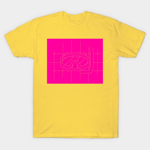 REVERSED GRID DRAWING OF A DIVE MASK pink T-Shirt by Namwuob